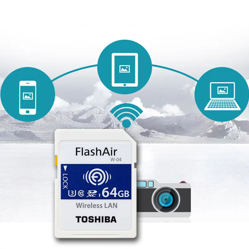 Карта памяти TOSHIBA Flash Air W 04 32 ГБ 64 Wi Fi sd карта 90 МБ/с./с беспроводная SDHC SD wifi для