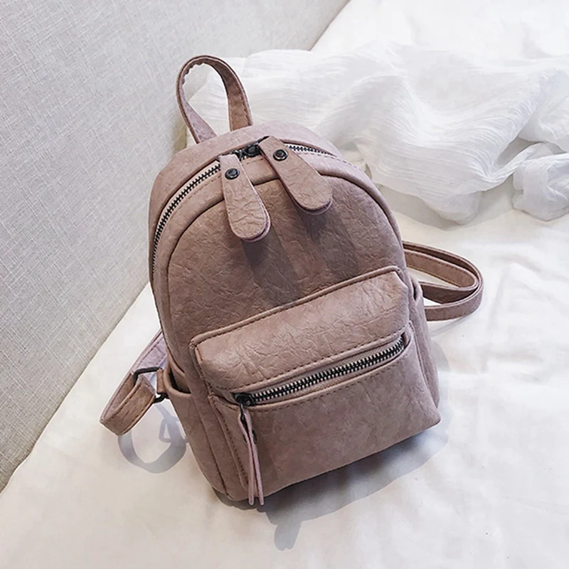 

New Fashion Women's Solid Color Backpack College Style Style Girl Mini Backpack Fashion Leather Travel Bag Backpack