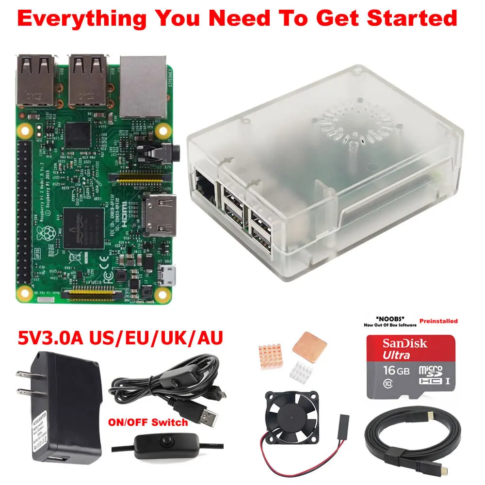 Комплект 4 Raspberry Pi 3 Model B стартовый набор - Комплект: Комплект 4