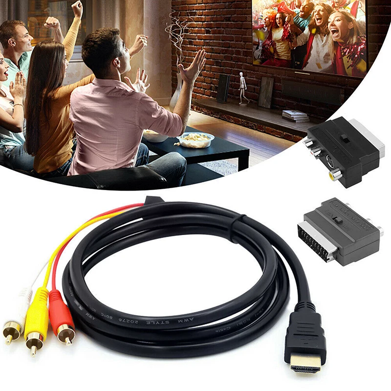 1080p HDMI Мужской S video к 3 RCA AV аудио кабель W/SCART К Phono адаптер|Кабели HDMI| |