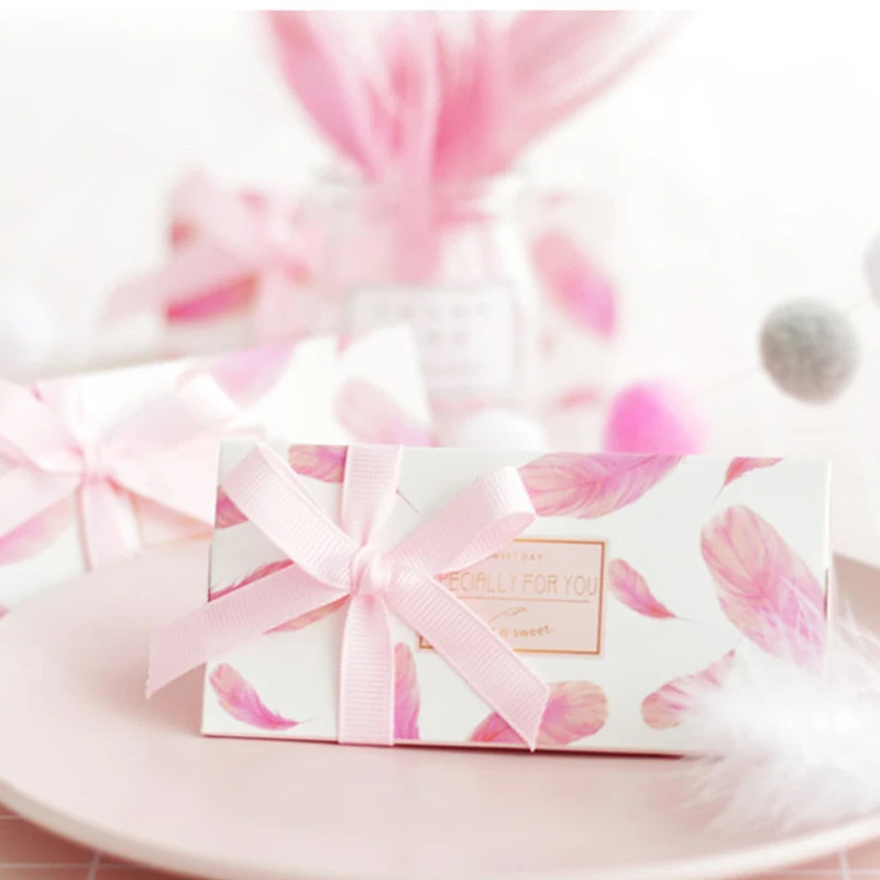 Фламинго перо Свадебная бумажная коробка конфет Свадьба День рождения ребенка