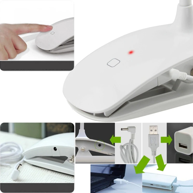 

Flexible LED Reading Light Rechargeable Clip-on Bed Table Desk Lamp Study Beside Retailsale