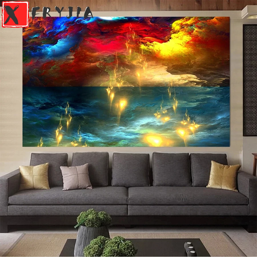 

5D DIY Diamond Embroidery Colorful abstract colorful clouds Full Kits Needlework Diamond Painting Cross Stitch Decor For Home