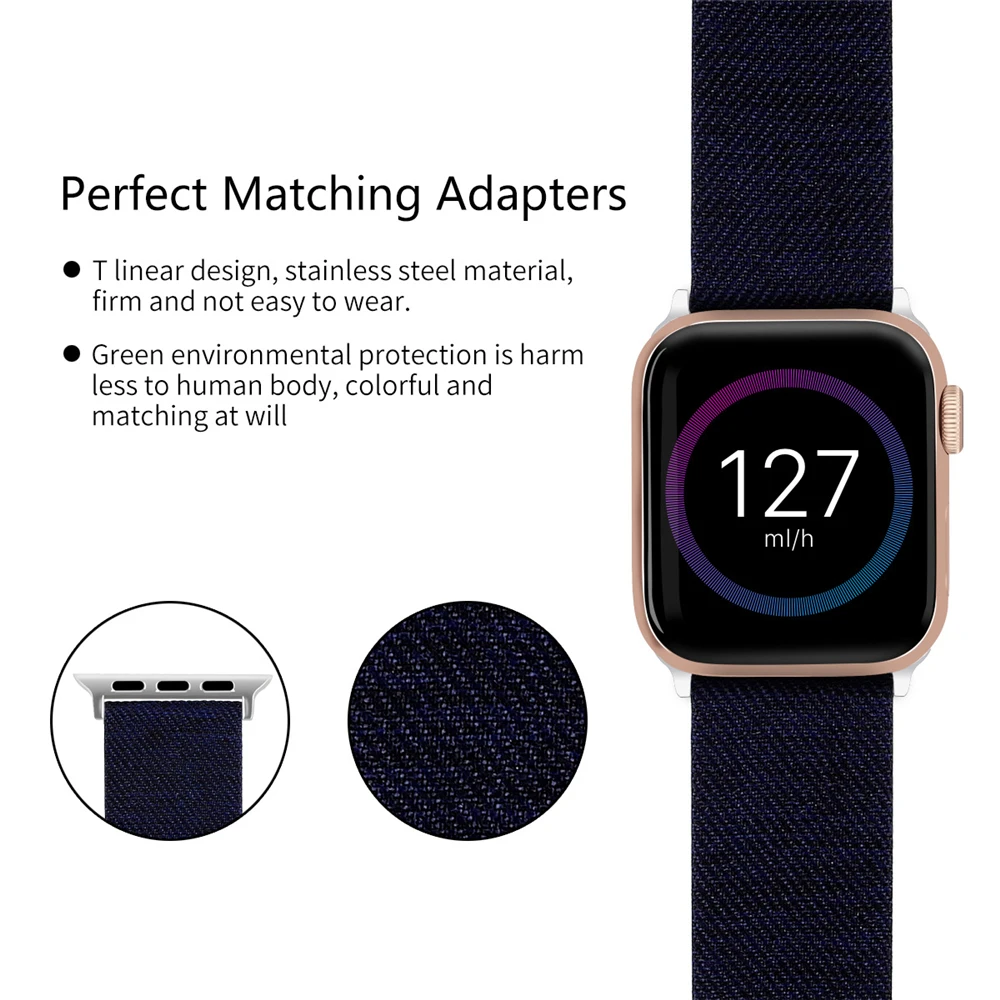 Ремешок тканевый для iwatch 5 4 44 мм 42 нейлоновый браслет наручных часов мужчин и