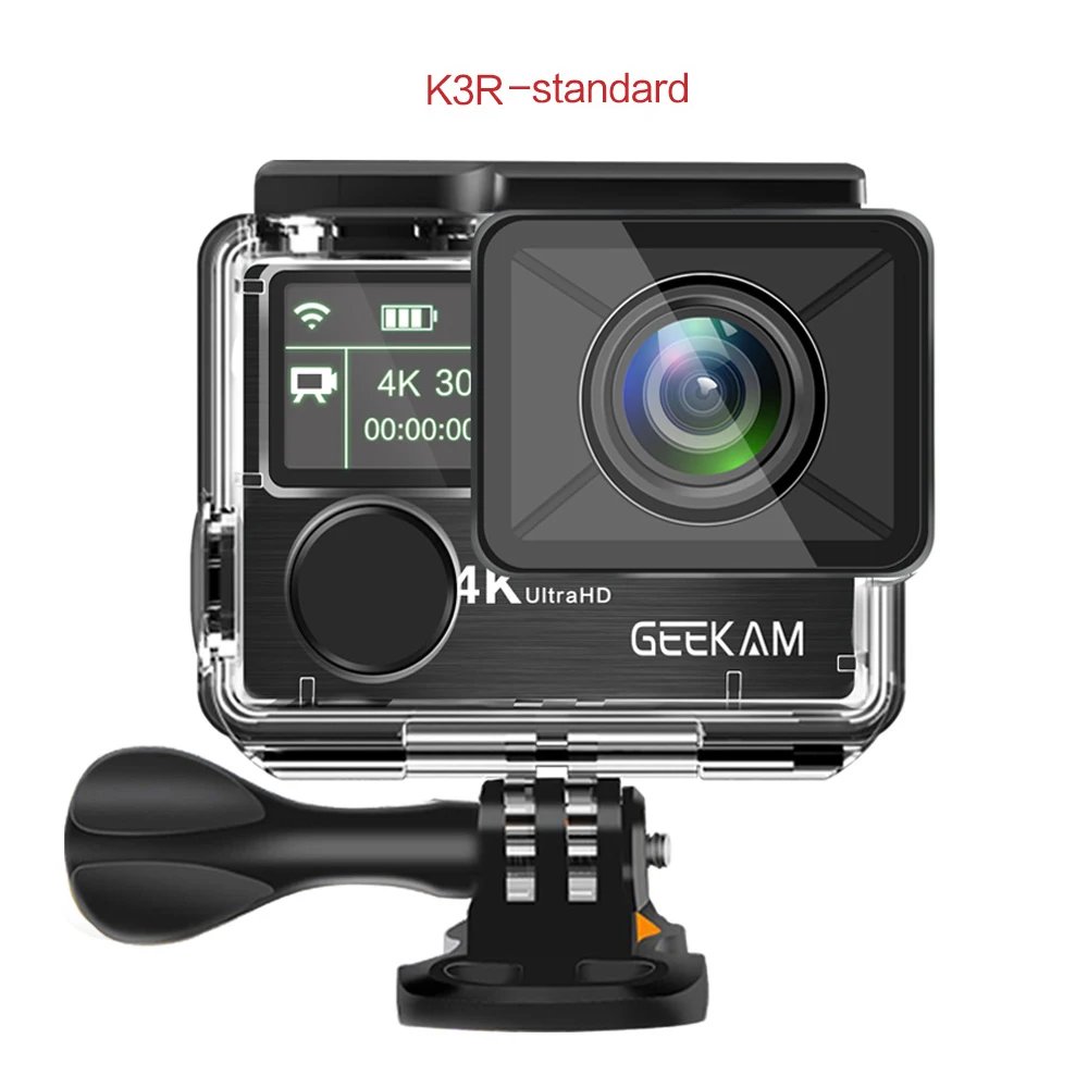 GK-K3 Экшн-камера GEEKAM K3R/K3 Ultra HD 4 K/30fps 20MP WiFi 2," 170D с двойным экраном, водонепроницаемая камера для подводного плавания на шлем, велосипедная спортивная видеокамера - Цвет: GK-K3