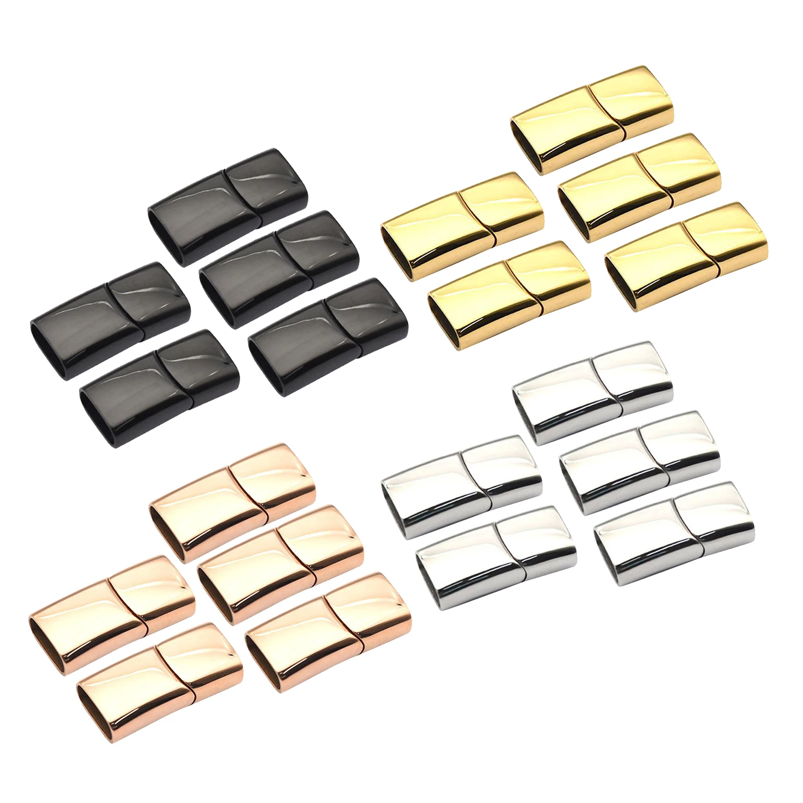 

5 Pcs Bracelet Connector Extender Magnetic Clasps Closures for Jewellery Making Shoelace Buckle (Silver Golden Black Rose Gold)