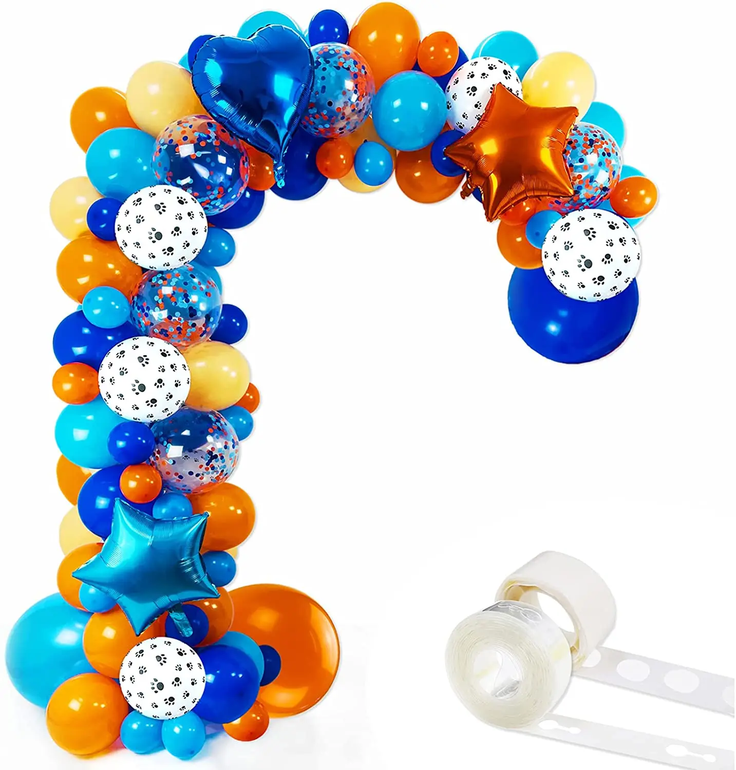 

103Pcs Bluey Theme Party Balloons Garland Decor18" 10" 5" Bulk Balloons Blue Orange Skin Colors for Kids Family Birthday Party