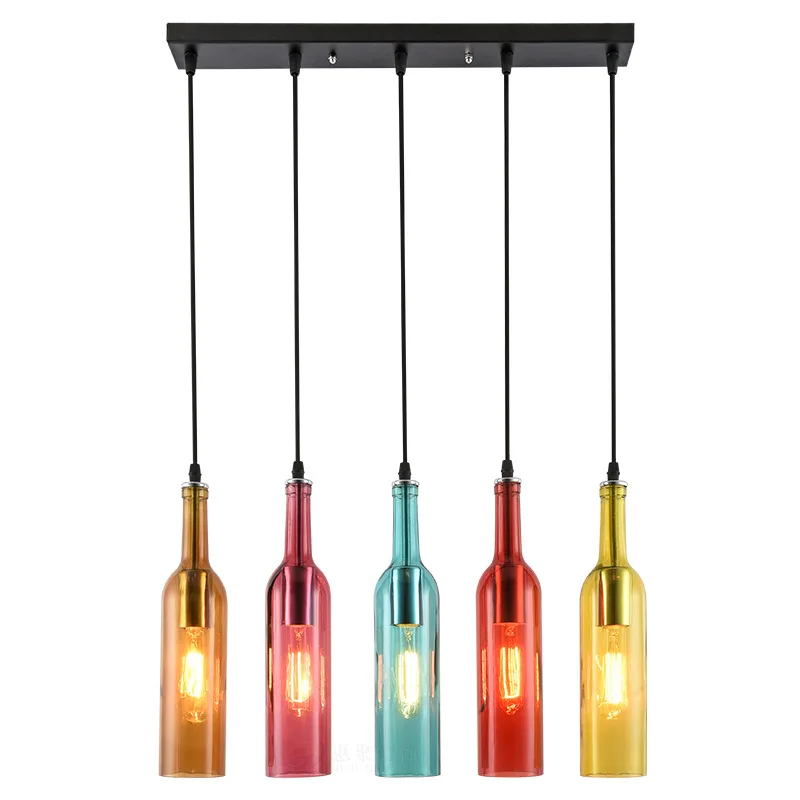 

American simple nostalgic restaurant bar table coffee shop clothing store color beer bottle creative Pendant Lights WF1028