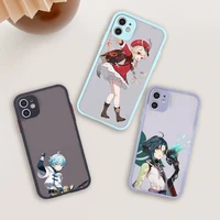 genshin impact game fashion design phone case for iphone 12 11 mini pro xr xs max 7 8 plus x matte transparent blue back cover