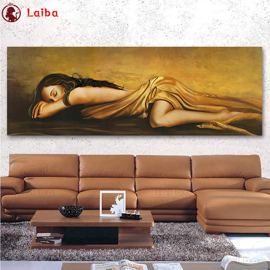 

Круглая алмазная живопись, лидер продаж, домашнее искусство, спящая женщина, полная квадратная фотография