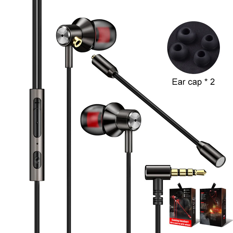 

Metal Wired Earphone Stereo In-Ear Sport Earphones With Dual Mic For Xiaomi IPhone Samsung Headset For MP3 Video Game Console