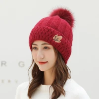 new autumn and winter womens head hat embroidered maple leaf outdoor plus velvet warm hat sunscreen simple woolen hat