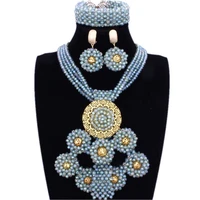 dudo statement jewellery set african crystal beaded round flowers multicolor necklace set with gold balls fashion 2020 bridal