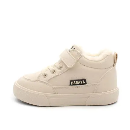 white Babaya Winter Kids Boots boys girls warm leather sneakers fashion footwear children casual shoes plush non slip sport shoes - Цвет: white
