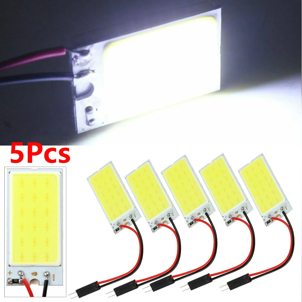 

5pcs COB LED Panel Lights White COB 18LED Panels Car Interior Dome Light Bulb T10 Festoon 12V Lamp 26*16MM High Quality