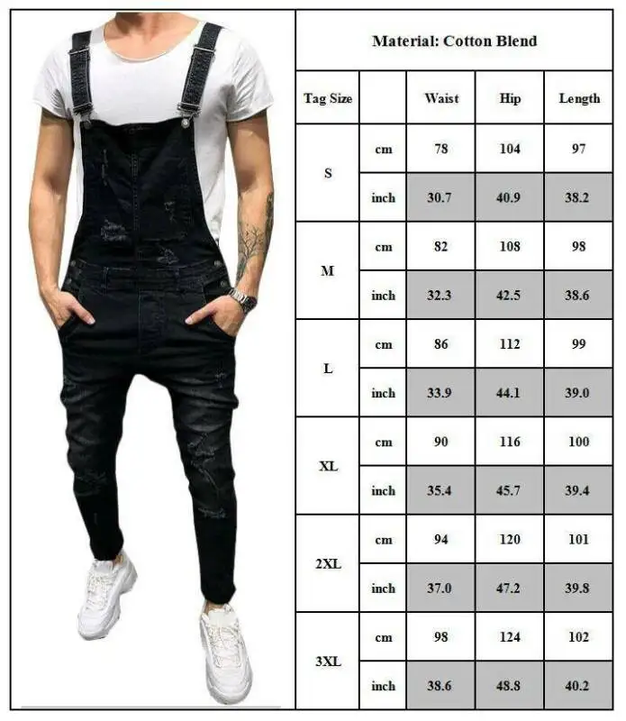 

Fashion Mens Long Jeans Distressed Overalls Dungarees Trousers Bib Brace Pants Jumpsuit
