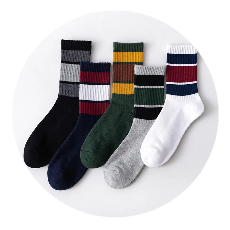 Полосатые мужские длинные носки новые осенние спортивные повседневные