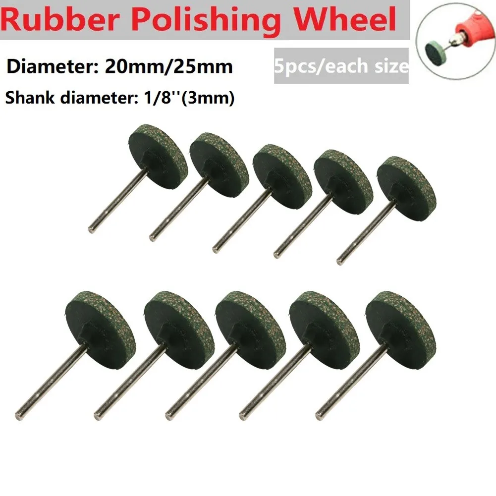 

5 Pieces 20/25mm Rubber Polishing Burr Abrasive Grinding Wheel 3mm Shank Grinding Head Abrasive Tool Replacement Parts