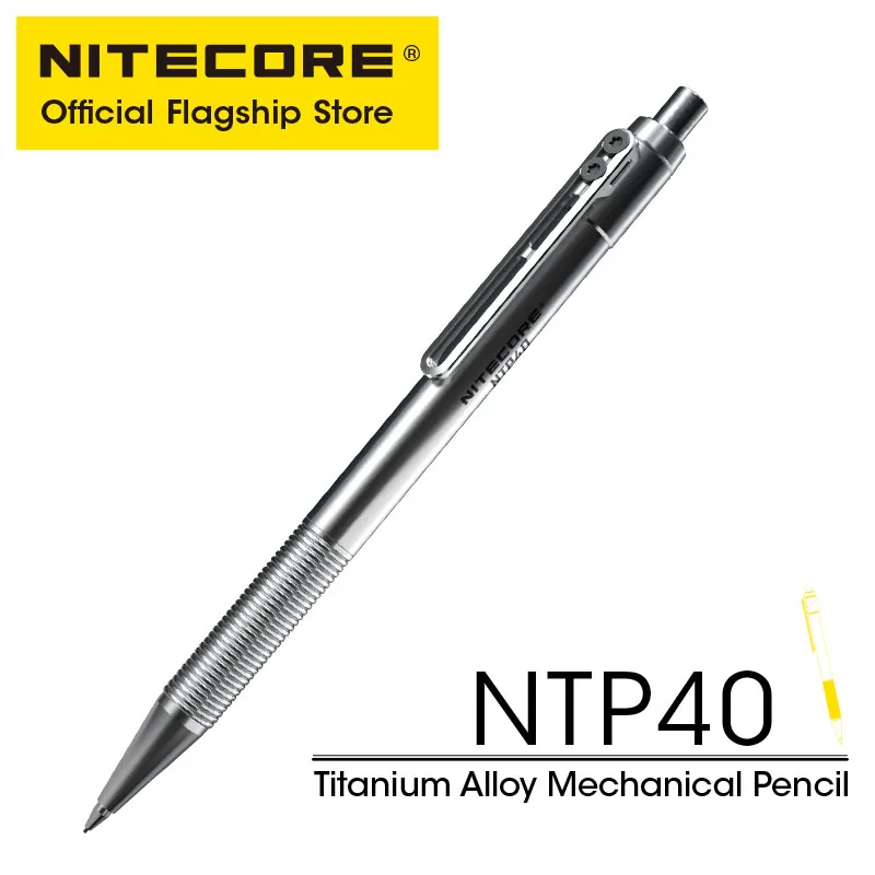 NITECORE NTP40 CNC Titanium Alloy Mechanical Pencil Cartooning Sketching Writing Drawing Self-defense EDC 0.5mm Refill Pencil