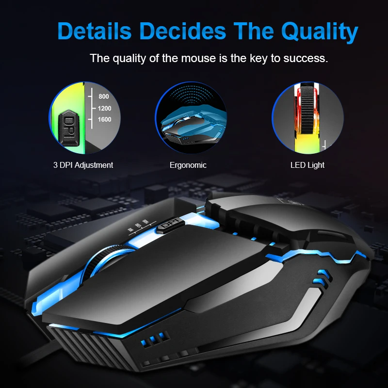 Проводная компьютерная мышь 1600 dpi, проводная USB мышь, RGB подсветка, светодиодный мышь s, эргономичная мышь для Windows, Xiaomi, huawei, ПК, ноутбука