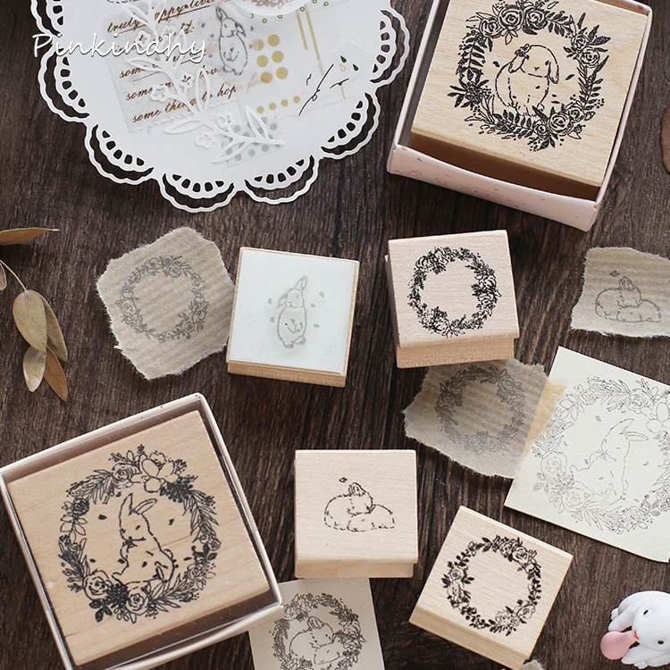 Винтажные венки с кроликом деревянные и резиновые штампы пуля журнал поставок