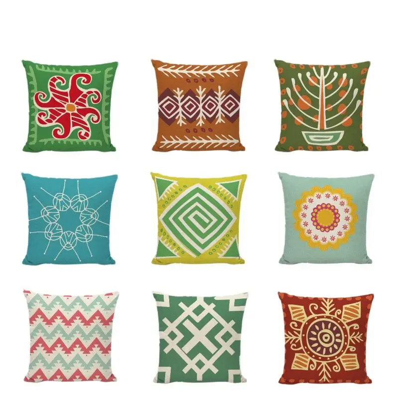 

Наволочка для подушки с геометрическим рисунком, хлопковая льняная Подушка с винтажным рисунком, для домашней и офисной мебели