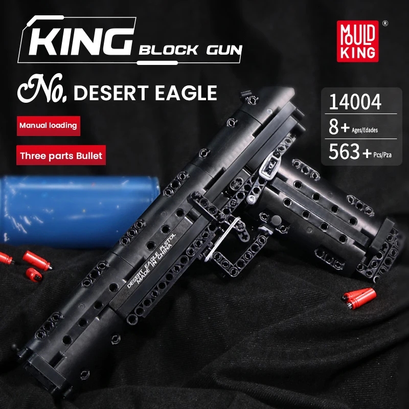 

Toys MOULD KING 14004 Desert Eagle Shooting Gun Model Building Block Set Simulation Manually Loaded Weapon Toy Gift for Man kid