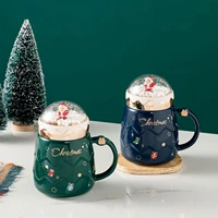 christmas mugs couples ceramic santa claus figurines creative xmas gift new lid design holiday style office home milk coffee cup