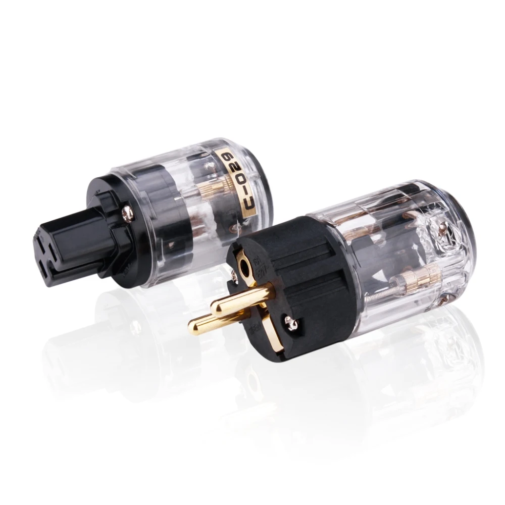 Фото Oyaide P-029E + C-029 Schuko, штепсельная вилка Hi-Fi IEC, самодельный соединитель для аудио, пара переходников, пара №4