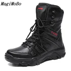 Мужские тактические военные ботинки, мужская повседневная обувь, кожаные армейские ботильоны, мотоциклетные боевые ботинки, черные военные ботинки