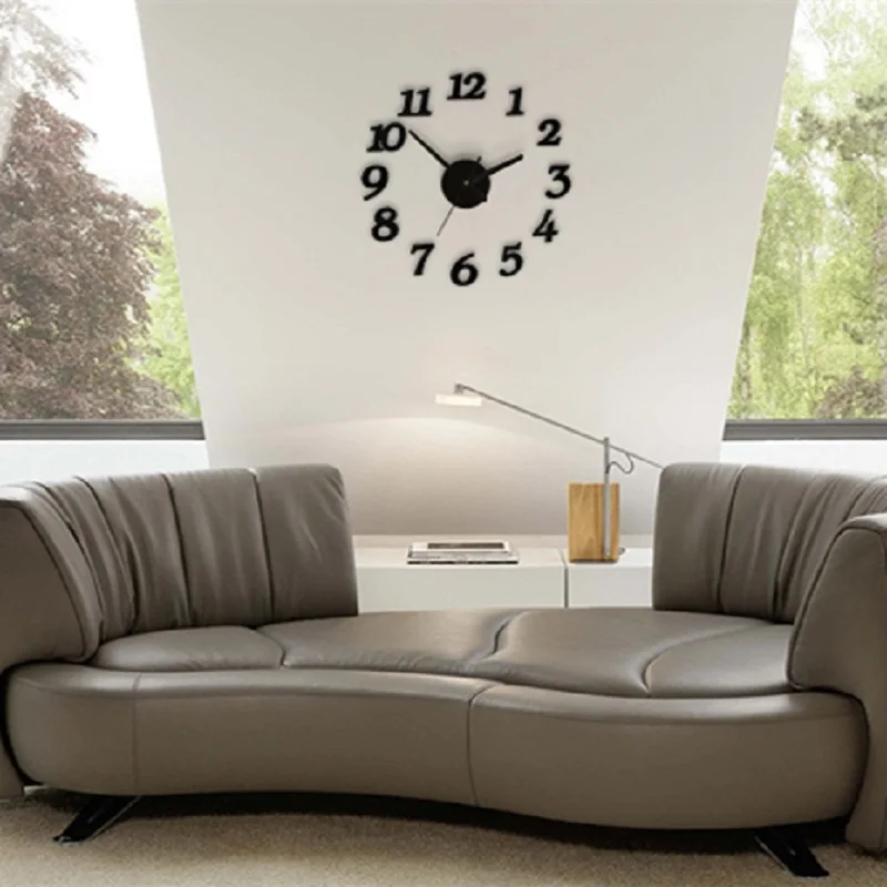 DIY настенные часы для украшения дома с большим зеркалом современный дизайн