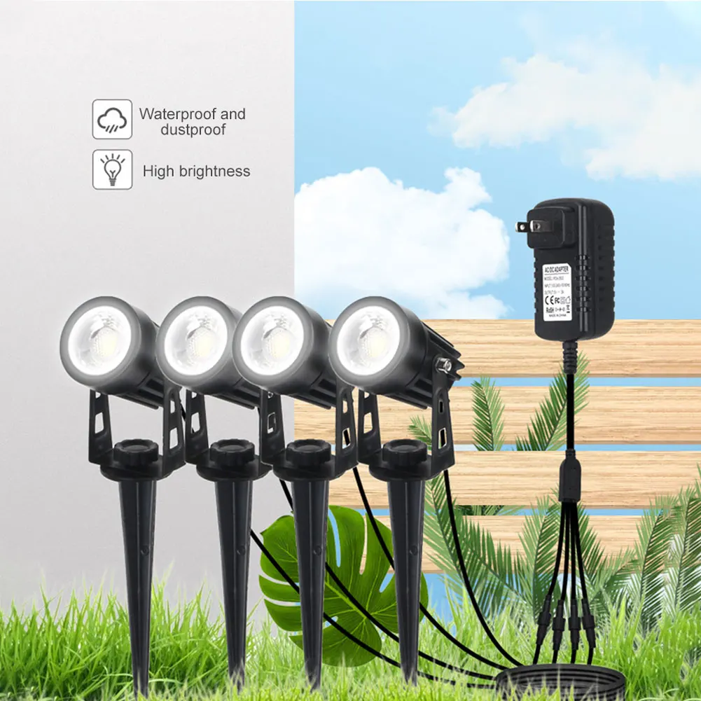 

4pcs LED Landscape Spotlight 110-240V IP65 Waterproof Garden Light COB Outdoor Landscape Lighting for Yard Walkway Garden