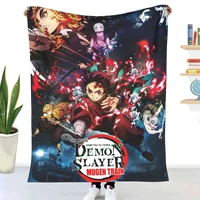 demon slayer kimetsu no yaib anime 3d print throw plush sherpa blanket thin quilt sofa chair bedding supply adults kids