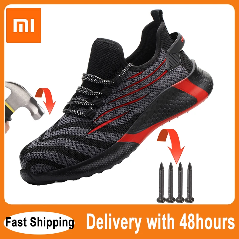 

Xiaomi Work Safety Shoes Anti-Smash Working Sneakers ​Male Indestructible Work Shoes Boot Lightweight Men Shoes Safety Boots