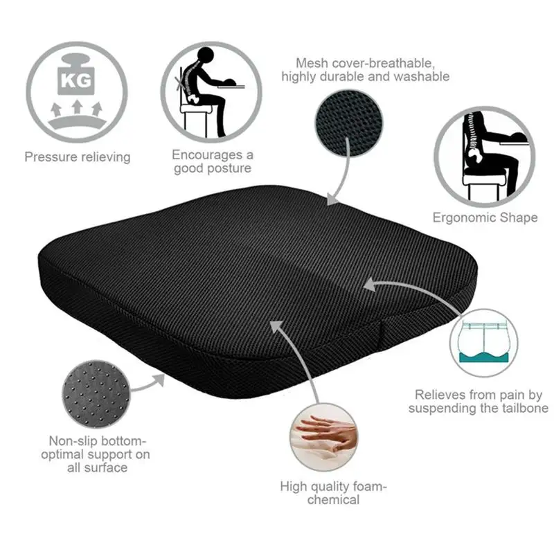 Comfort Office Chair Car Seat Cushion Non-Slip Orthopedic Memory Foam Coccyx For Tailbone Sciatica Back Pain Relief | Дом и сад