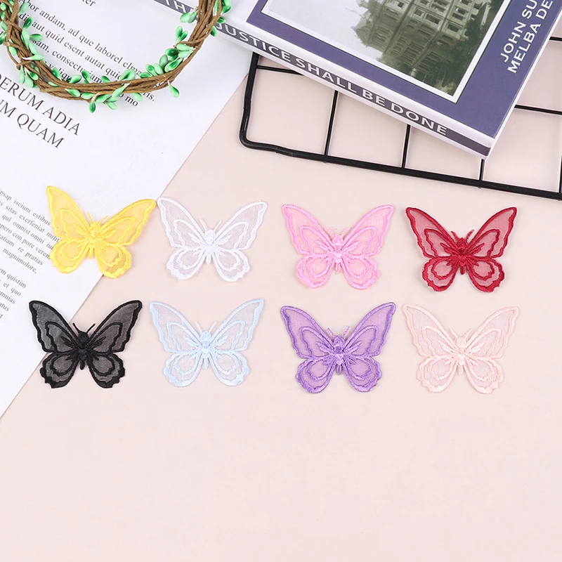 Вышитые Кружевные нашивки в виде бабочек для одежды свадебные декоративные