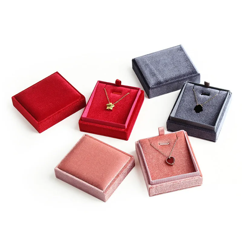 

Velvet Jewelry Box Ring Earring Necklace Display Stand Organizer Storage Case Holder Jewelry Gift Boxes Packaging Wholesale