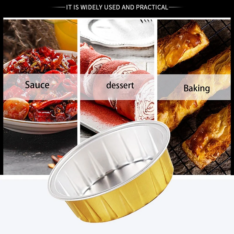 

100Pcs Disposable Aluminum Foil Bowl Baking Barbecue Takeaway Aluminum Foil Box (Single Bottom)