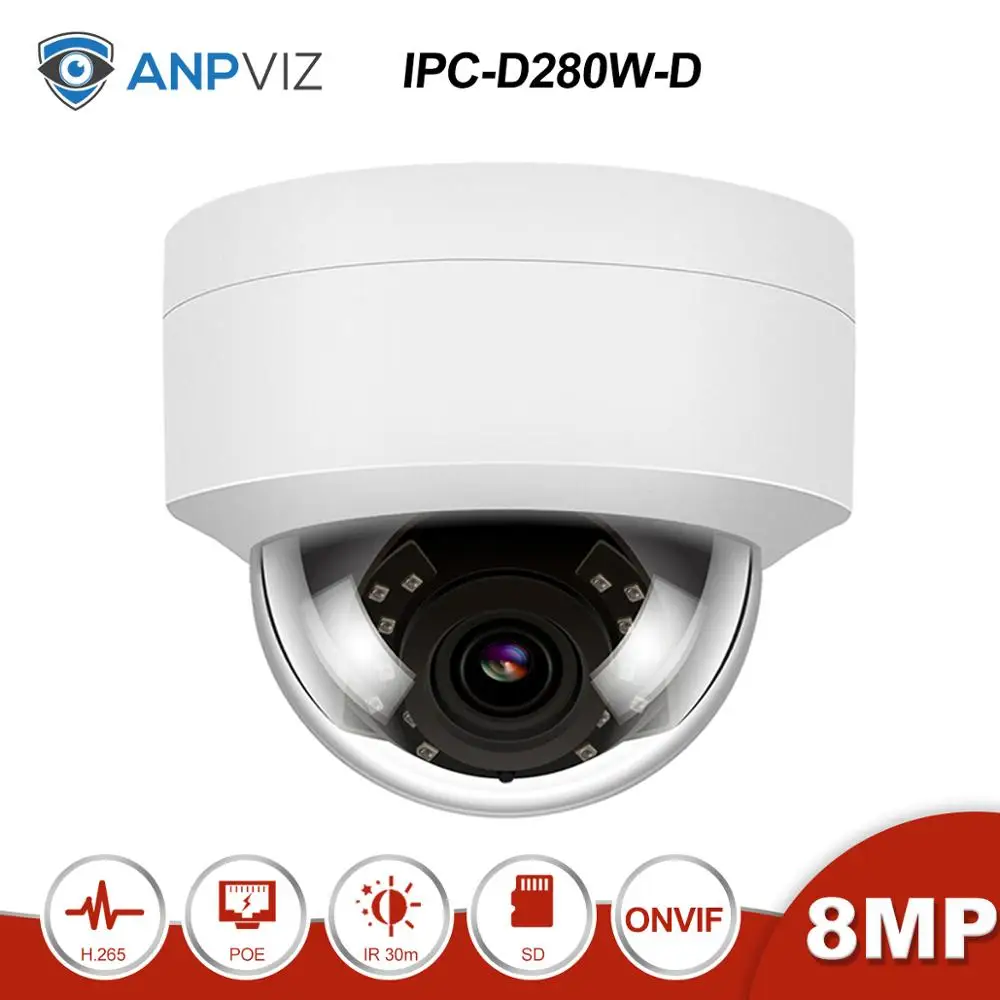 Anpviz(Совместимость с Hiklvision) IPC-D280W-D 4K 8MP POE, купольная ip-камера с слотом для sd-карты для дома/наружного безопасности ONVIF IR 30m H.265