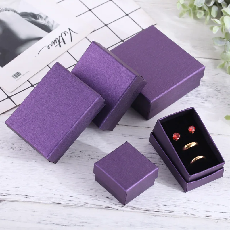 

12pcs Dark Purple Jewelry Box Craft Paper Gift Box for Necklace Earring Bracelet Rings Diplay Package Storage