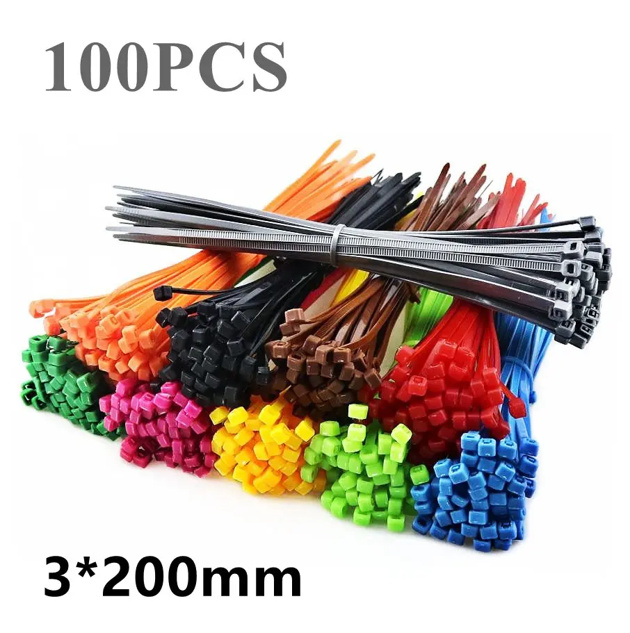 Самоблокирующиеся Нейлоновые кабельные стяжки 100 шт. многофункциональные 8