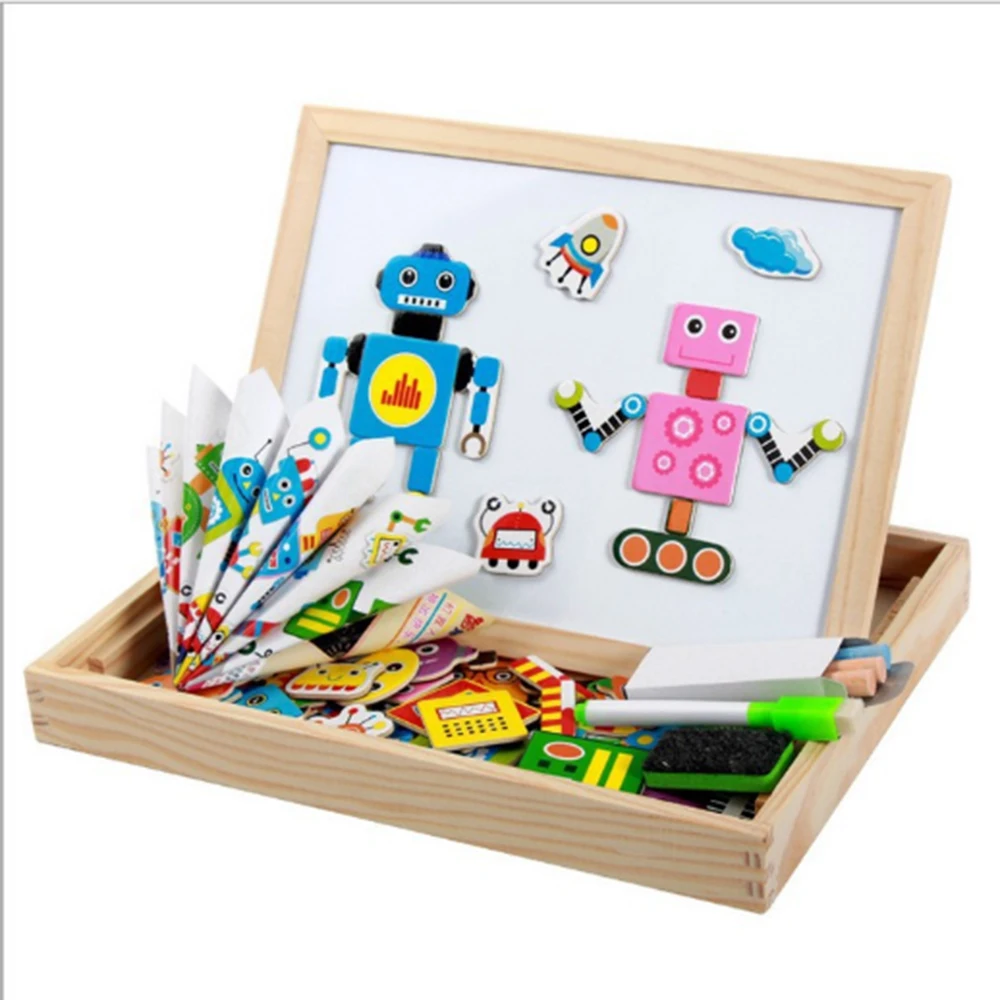 

New Magnetic Collage Music Wooden Multi-Functional Magnetic Puzzle Black And White Double Sided Drawing Board EducationalToys