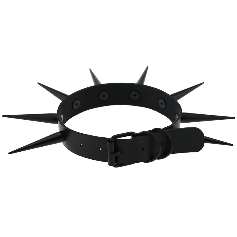 Gothic Black Spiked Leather Choker Necklaces for Women Punk Collar on The Neck Goth Necklace Jewelry Rivets Studded Chocker | Украшения и
