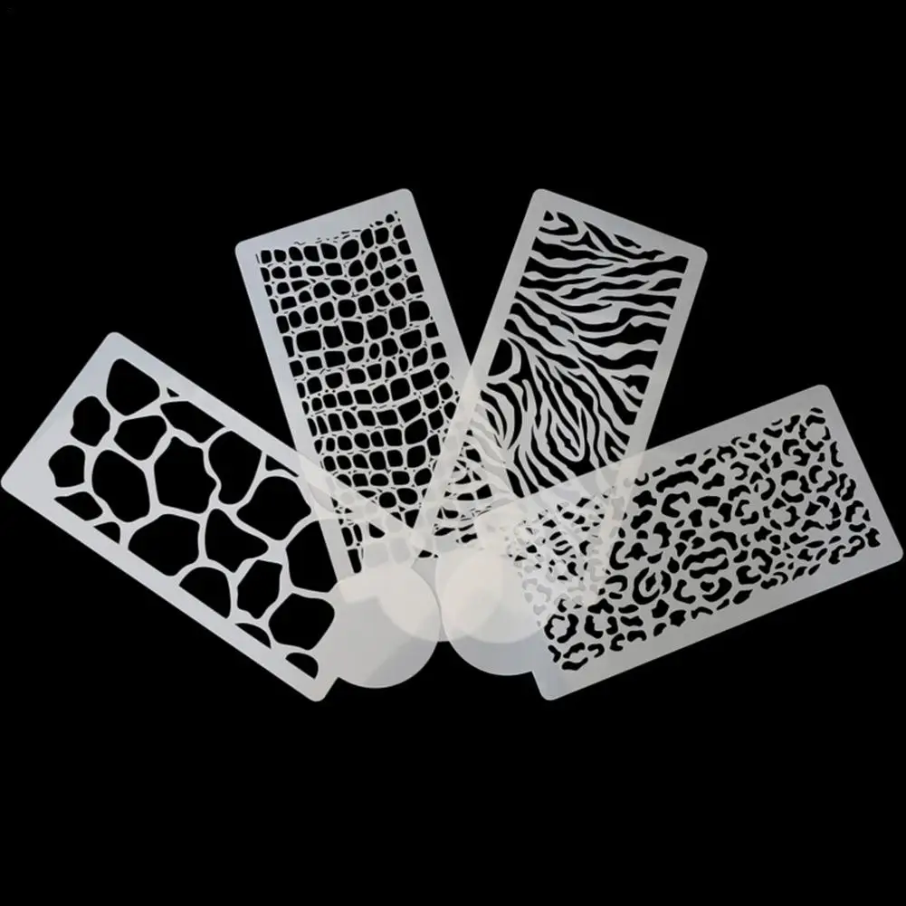 

ForZebra Leopard Print Wild Style Cake Stencil Airbrush Painting Mold Animal Cookies Fondant Cake Mousse Decorating Molds 4pcs