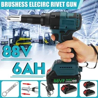 88v brushess electric rivet gun cordless rivet nut gun drill insert riveting tool with led light 12pc battery kit 3 2 4 8mm