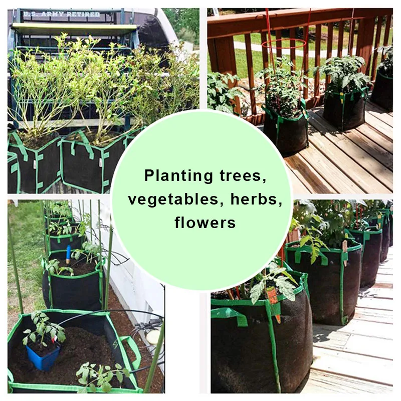 

New Hot Square Grow Bag Non-woven Fabric Thick with Handles for Indoor Outdoor Garden Planting USJ99