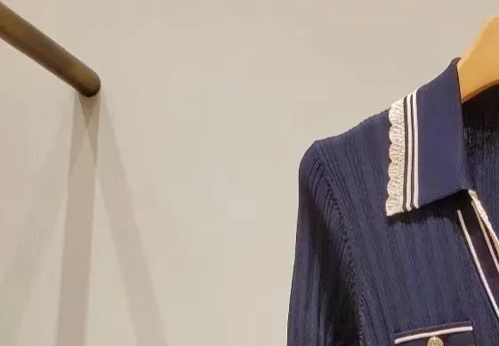 Women Contrast Color Knit Midi Dress Elastic Waist Slim Long Sleeve Turn-Down Collar Female Single Breasted Robe 2022 Spring