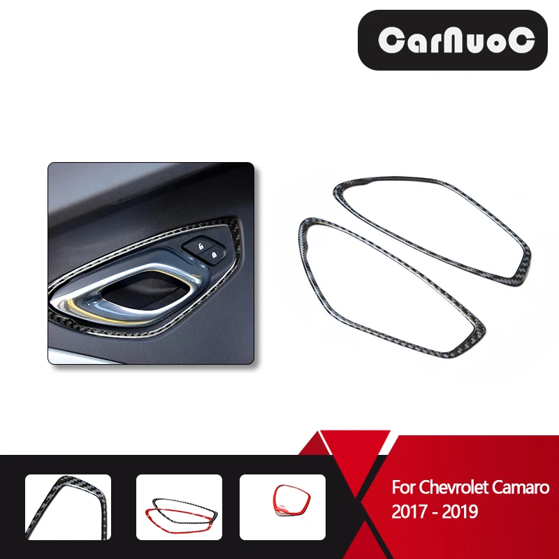 

2Pcs Carbon Fiber Interior Door Handle Frame Trim For Chevrolet Camaro 2017-2019 Car Accessories Interior Styling Decoration