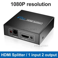 hojiwi hdmi splitter amplifier 1 in 2 out video switch ac powered distributor hub supports hdcp 1 3 3d ultra hd 2k 1080p ae05