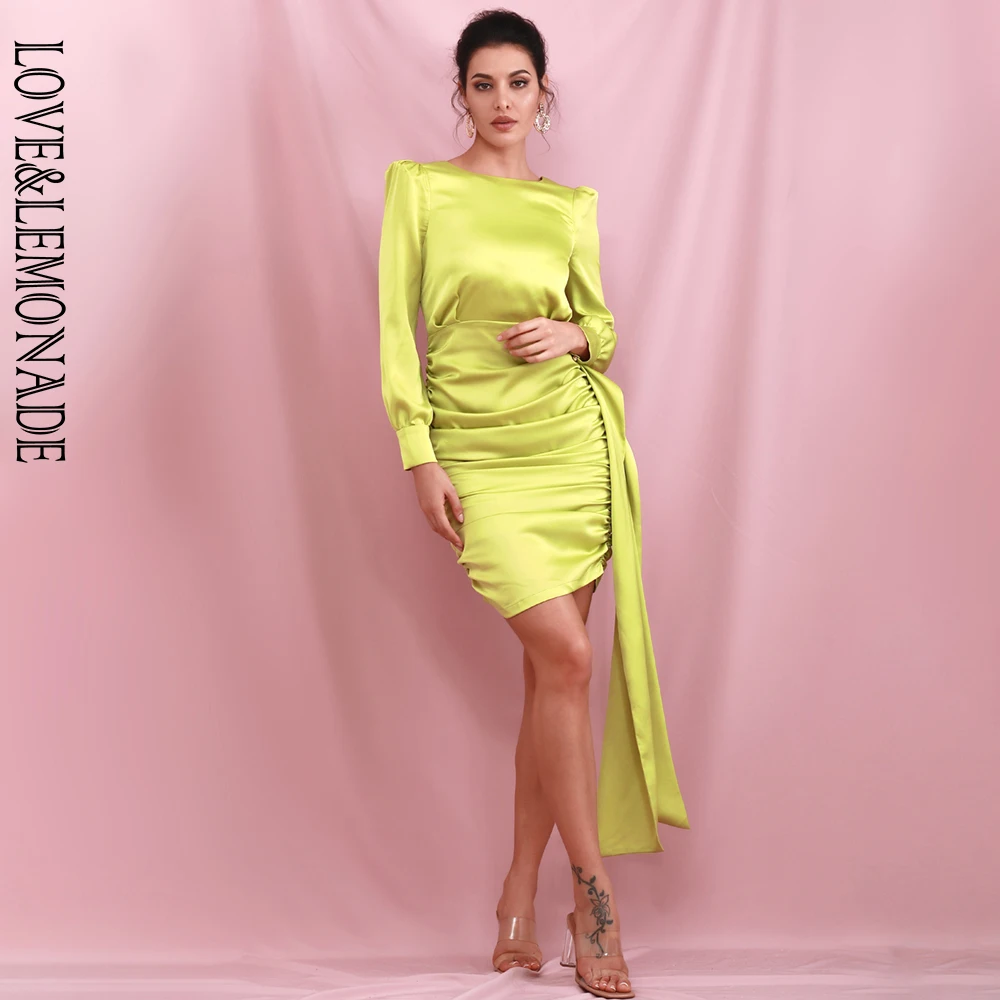 Женское мини платье LOVE & LEMONADE ФЛУОРЕСЦЕНТНОЕ зеленое из светоотражающей ткани с